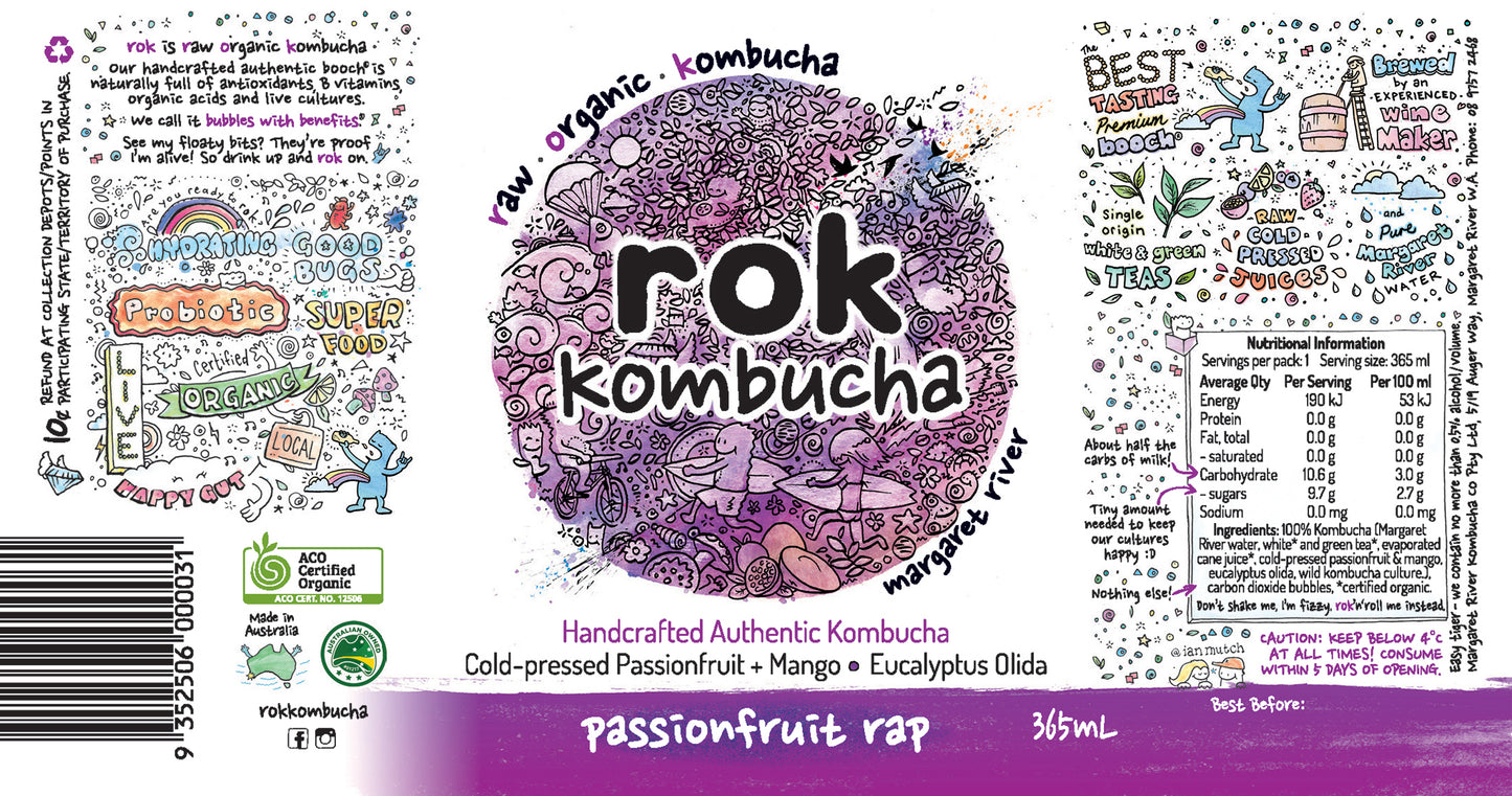 Rok Organic Kombucha Passionfruit Rap | Harris Farm Online
