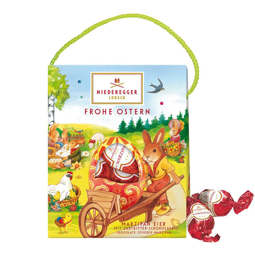 Niederegger Easter Satchel with Dark Chocolate Marzipan Eggs | Harris Farm Online