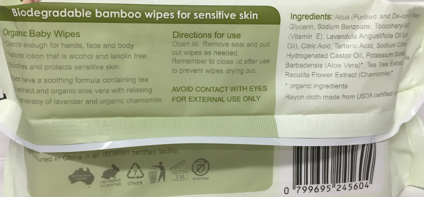 Bambure Bamboo Baby Wipes 80 Pack
