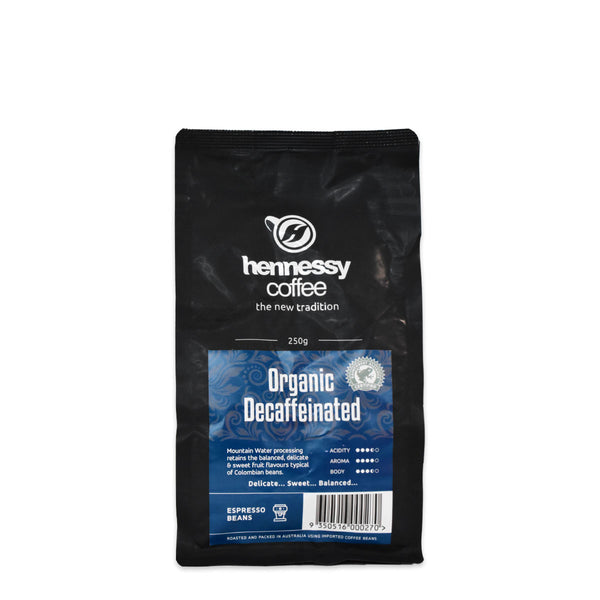Hennessy Coffee Organic Decaffeinated Coffee Beans 250g | Harris Farm Online