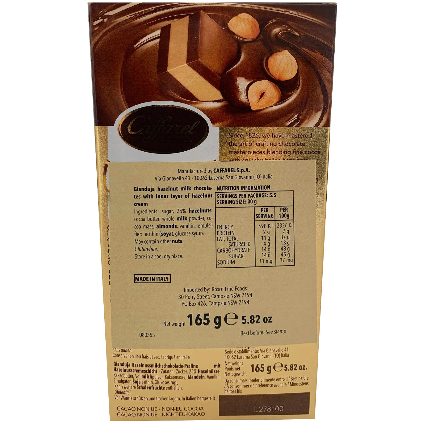 Caffarel Milk Chocolate Hazelnut Creations Cremino Gift Box | Harris Farm Online