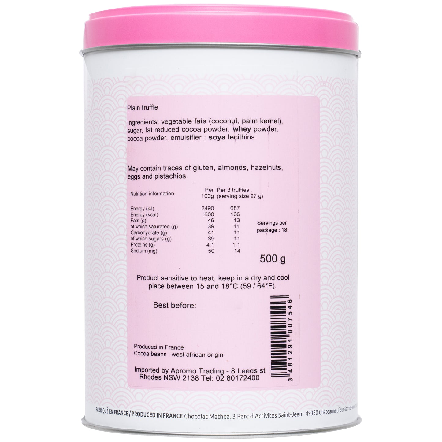 Chocolate Mathez French Cacao Truffles Cherry Blossom Tin | Harris Farm Online