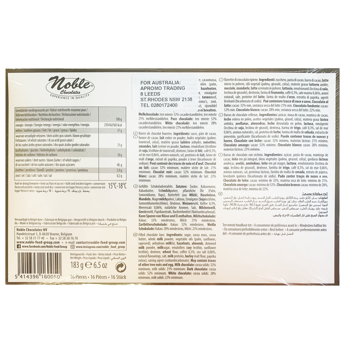 Noble Filled Belgian Chocolate Bars | Harris Farm Online
