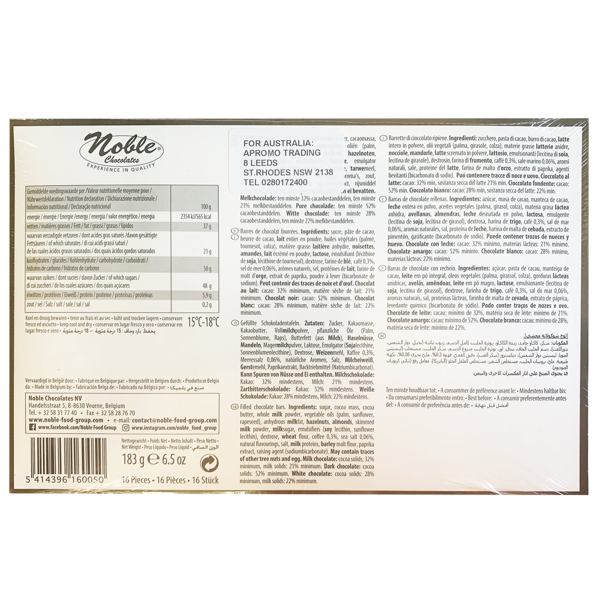 Noble Filled Belgian Chocolate Bars | Harris Farm Online