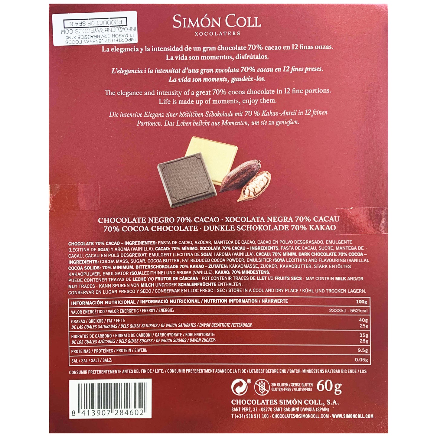 Simon Coll 70% Dark Chocolate Gift Box | Harris Farm Online