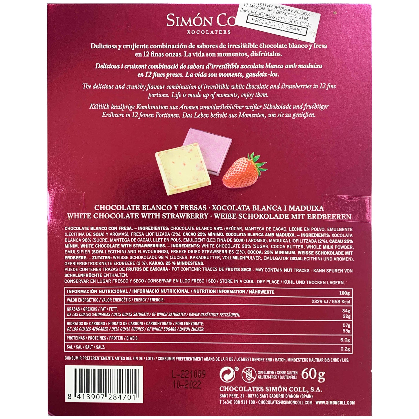 Simon Coll White Chocolate with Strawberry Gift Box | Harris Farm Online