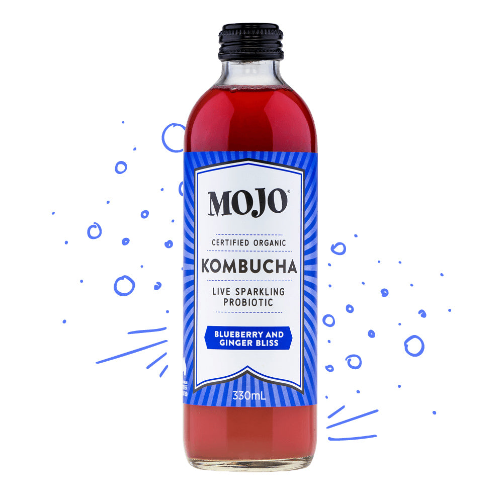 Mojo - Drinks Kombucha Org Sparkling Probiotic - Blueberry and Ginger Bliss (330mL)