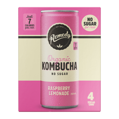 Remedy Organic Kombucha Raspberry Lemonade 4 x 250ml