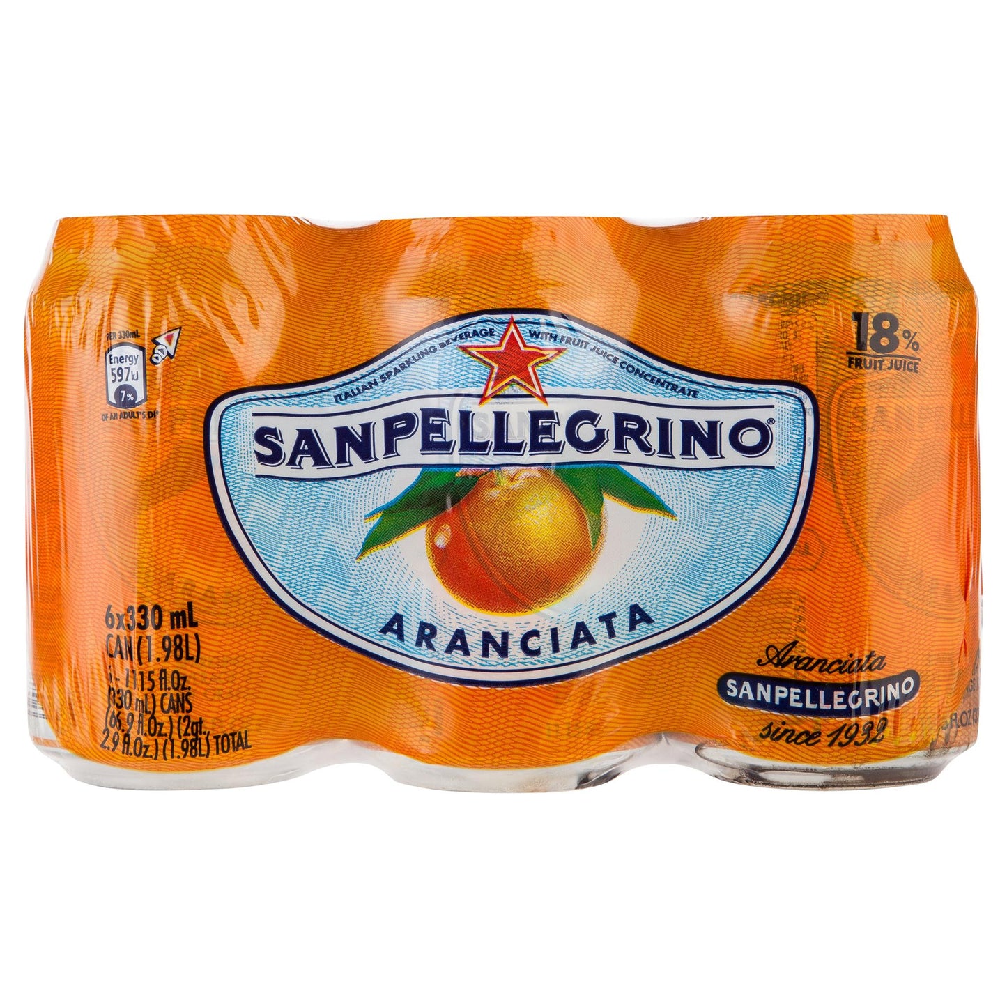 San Pellegrino Can Aranciata 6 X 330ml , Grocery-Drinks - HFM, Harris Farm Markets
- 2