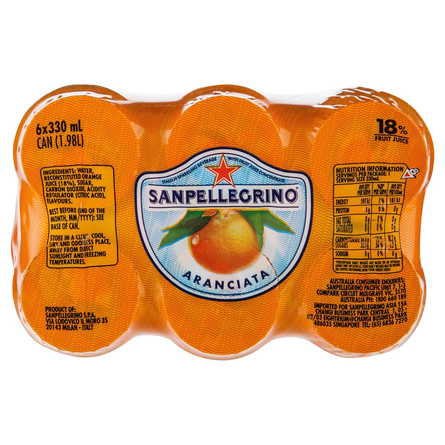 San Pellegrino Can Aranciata 6 X 330ml , Grocery-Drinks - HFM, Harris Farm Markets
- 3