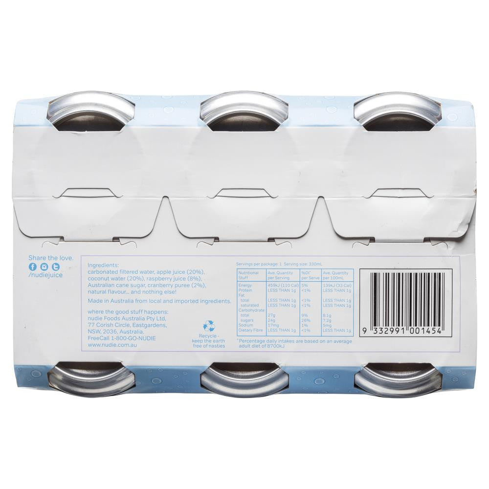 Nudie & Soda Coconut Water, Apple, Raspberry & Cranberry 6 x 330mL , Frdg1-Drinks - HFM, Harris Farm Markets
 - 2