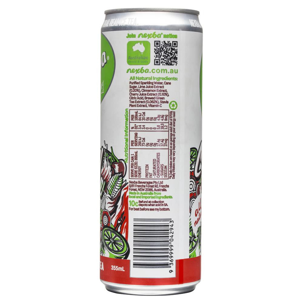 Nexba Sparkling Cherry Lime Green Tea 355ml , Frdg1-Drinks - HFM, Harris Farm Markets
- 2