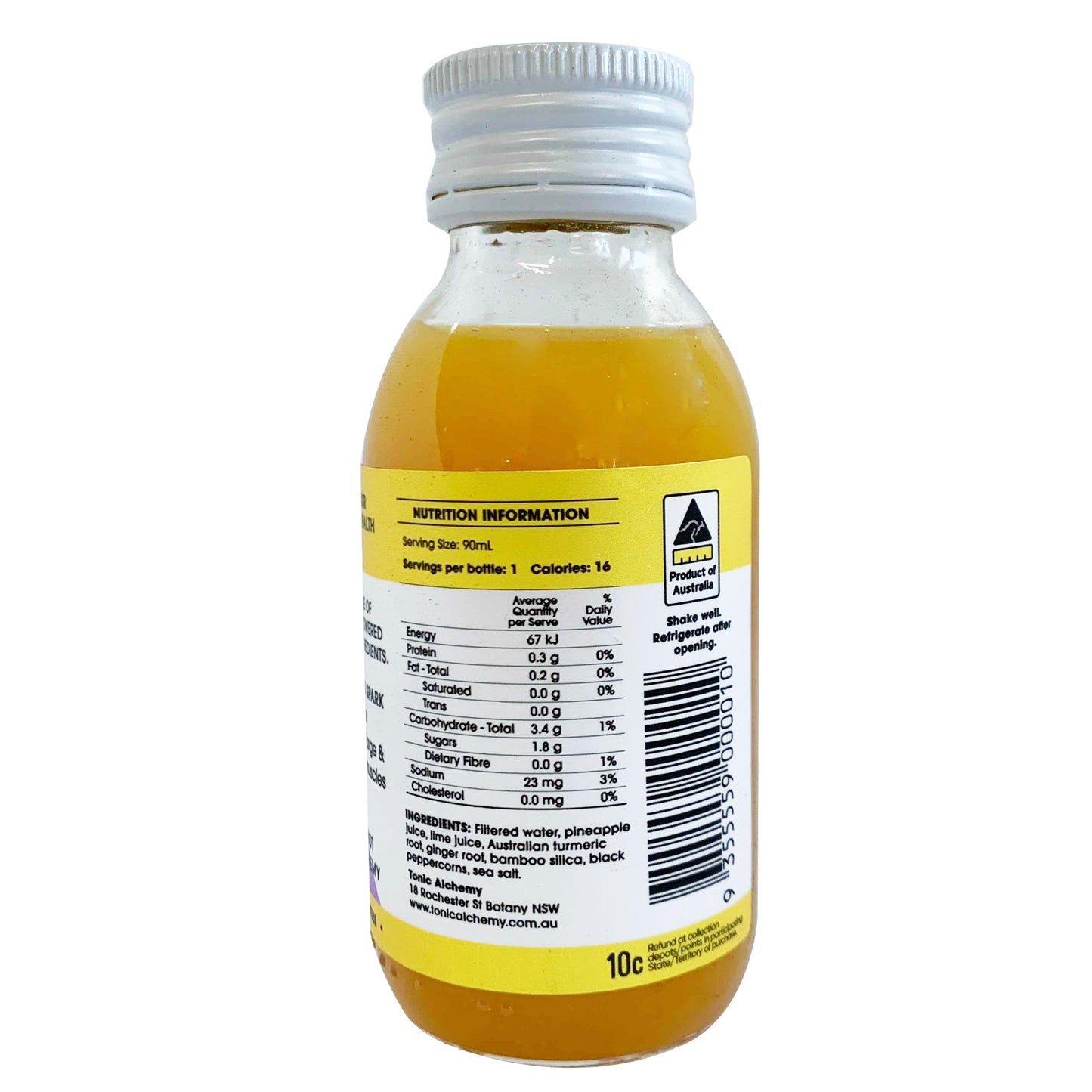 Tonic Alchemy Recover Daily Turmeric Tonic with Pineapple, Lime, Turmeric, Ginger and Black Pepper 90ml | Harris Farm Markets Online