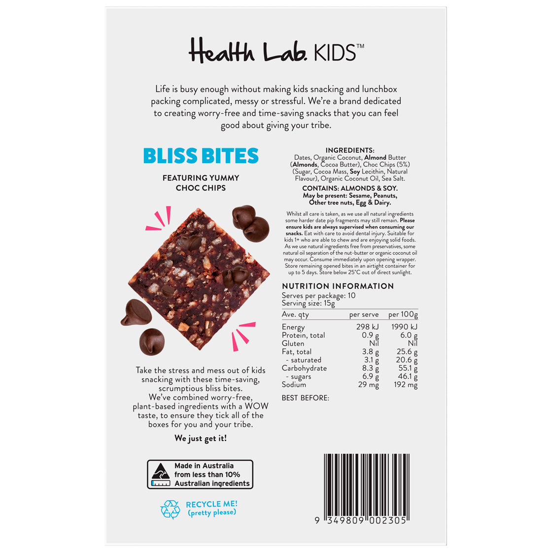 Health Lab KIDS Choc Chip Bliss Bites | Harris Farm Online