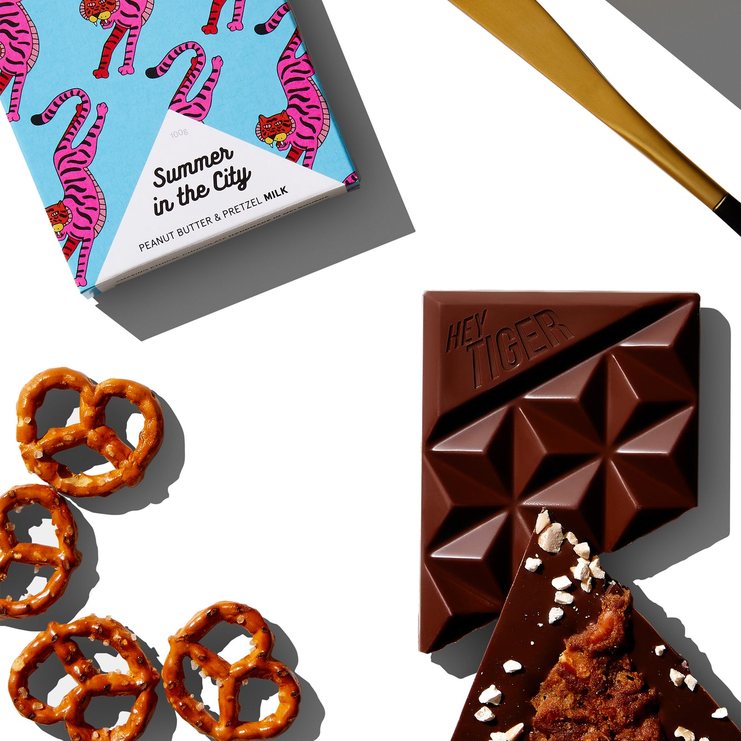 Hey Tiger Summer In The City Peanut Butter and Pretzel Milk Chocolate | Harris Farm Online