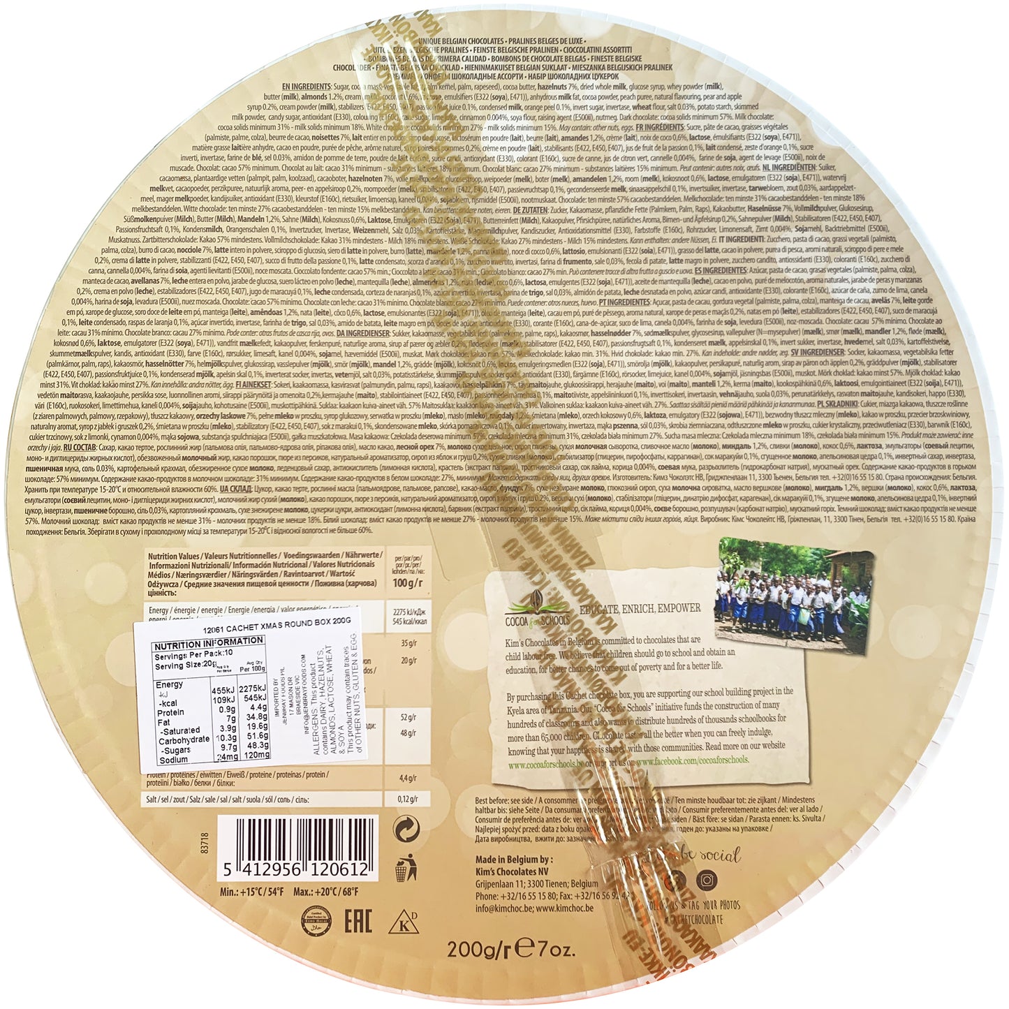 Cachet Assorted Chocolate Pralines Christmas Round Box | Harris Farm Online