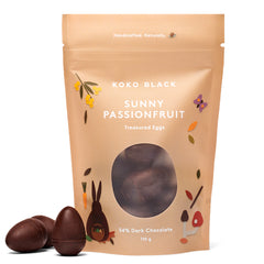 Koko Black Sunny Passionfruit Treasured 54% Dark Chocolate Eggs | Harris Farm Online