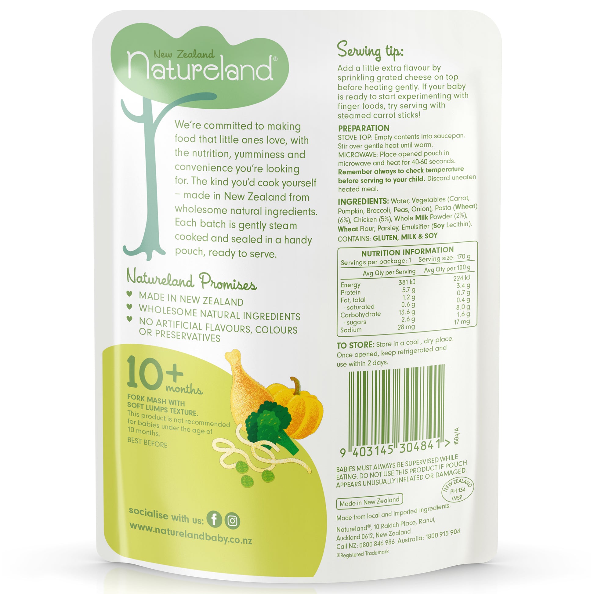 NZ Natureland - Baby Food - Creamy Chicken Pasta | Harris Farm Online