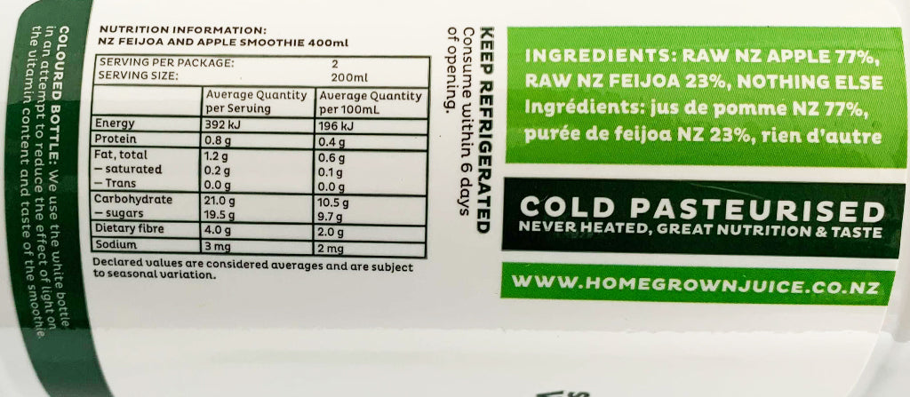 Homegrown Juice Cold Pressed Feijoa and Apple Smoothie | Harris Farm Online