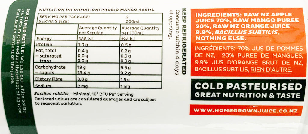 Homegrown Juice Cold Pressed Probiotic Mango Juice | Harris Farm Online