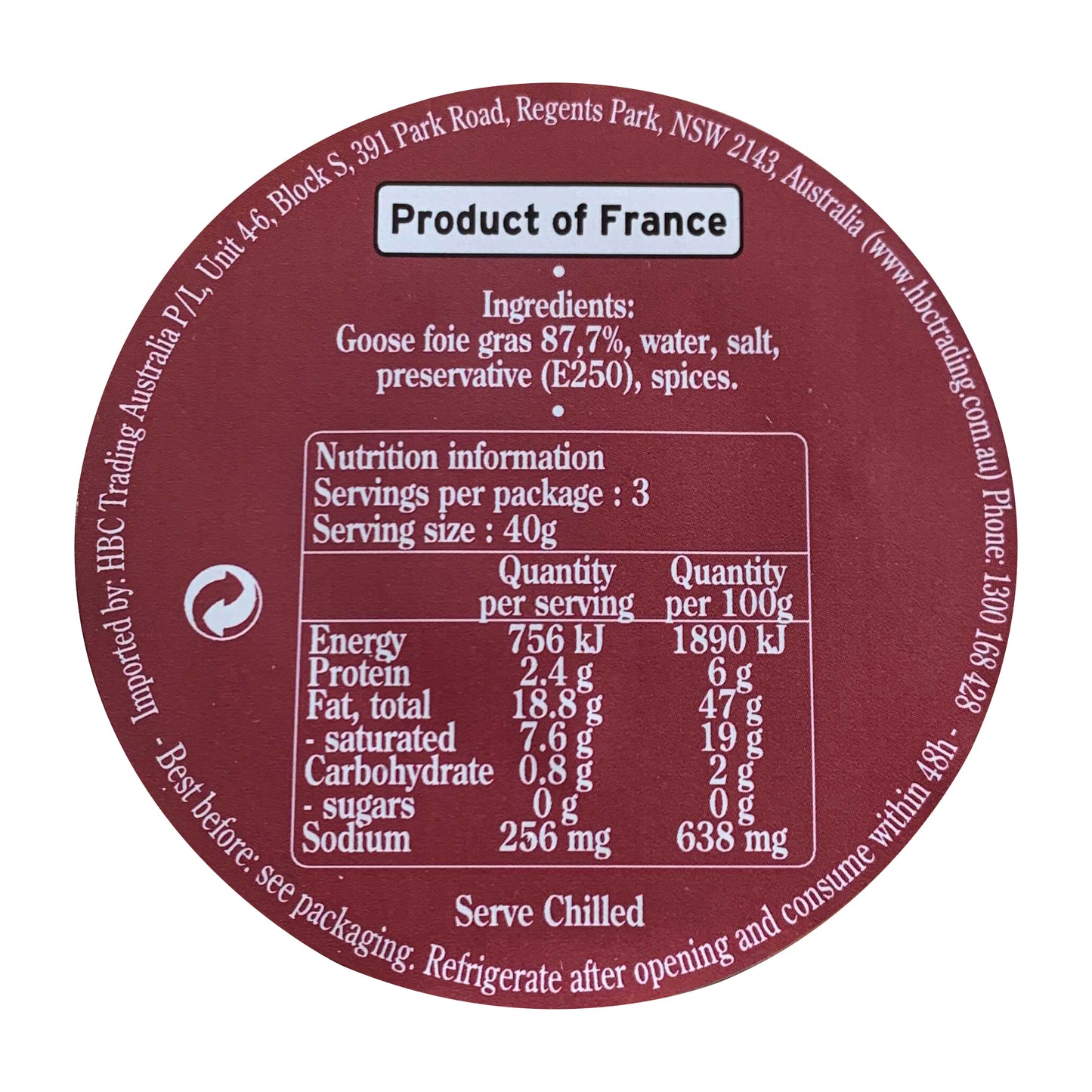 Godard Chambon and Marrel Block of Goose Foie Gras 125g