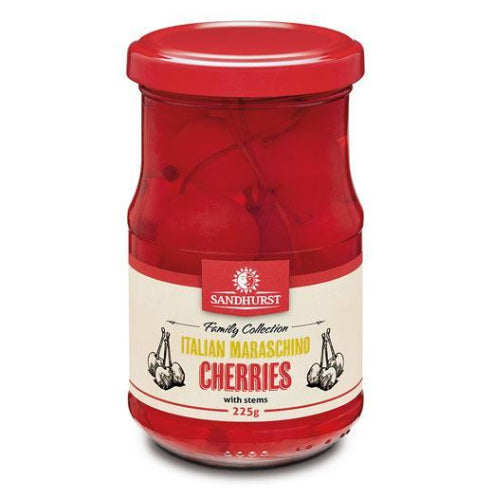 Sandhurst Italian Maraschino Cherries with Stems 225g