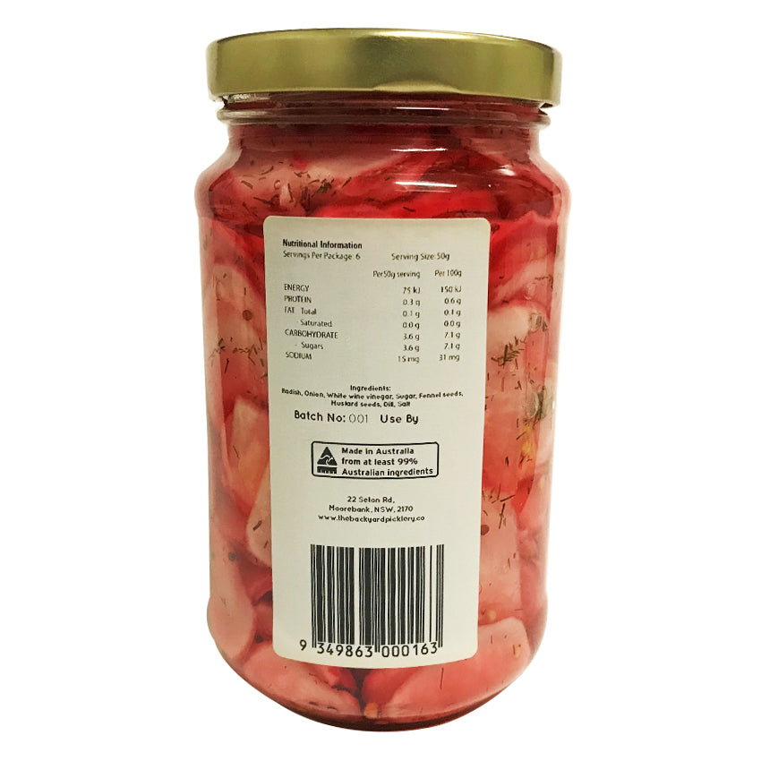 The Backyard Picklery Radish Pickle 380g