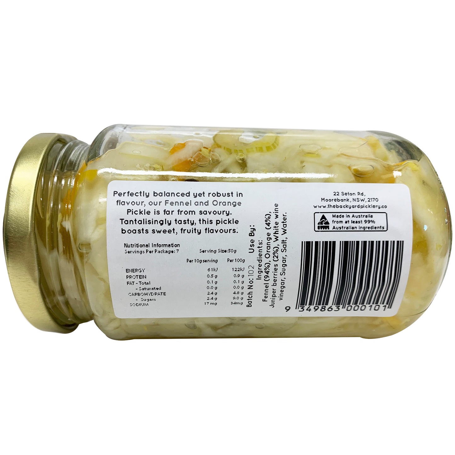 The Backyard Picklery Pickled Fennel and Orange 360g