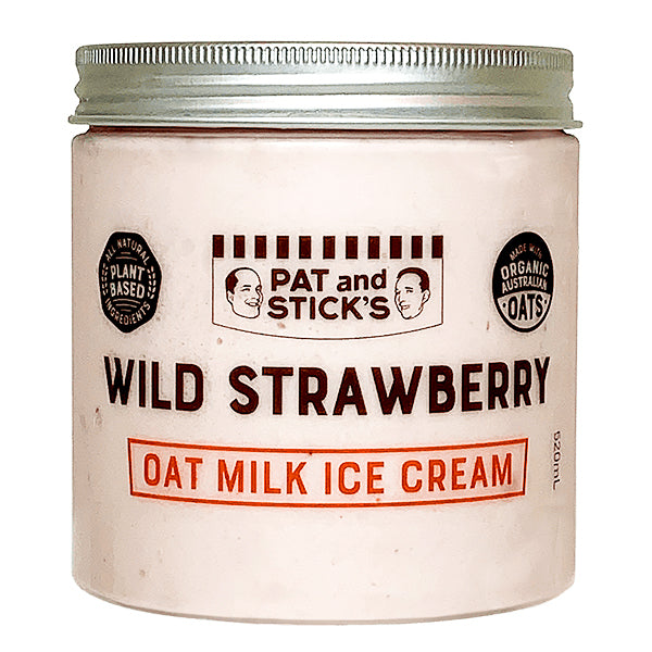 Pat and Stick's Oat Milk Ice Cream Wild Strawberry | Harris Farm Online