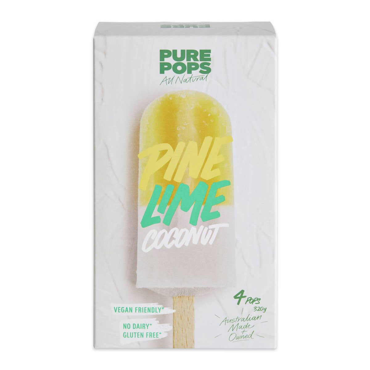 Pure Pops Dairy Free Pine Lime Coconut Ice Cream x4 320ml | Harris Farm Online