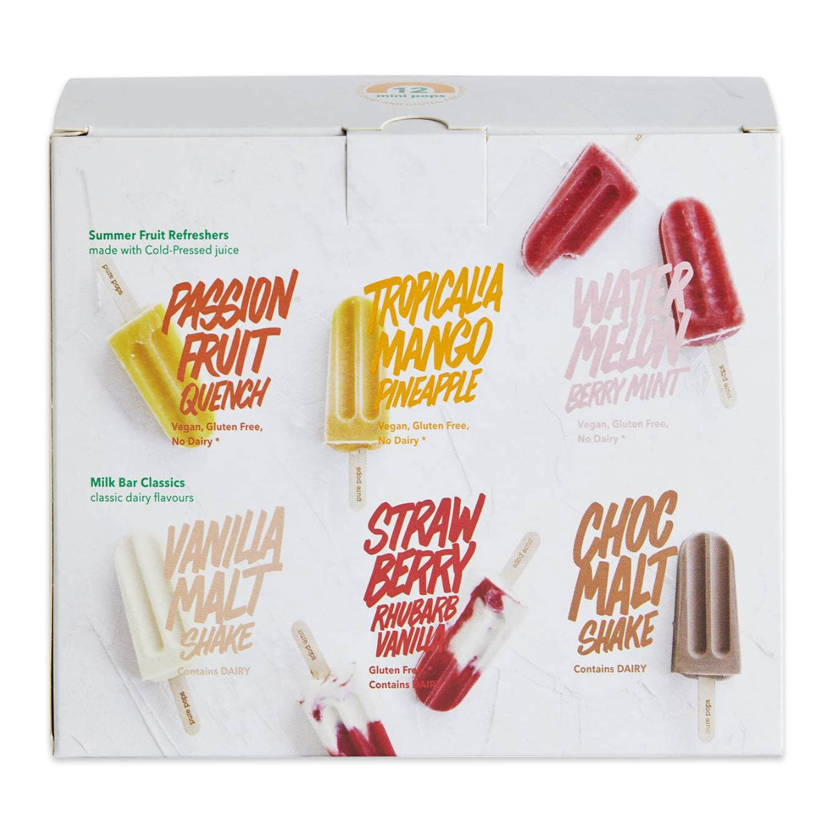 Pure Pops Assorted Mini Pops Ice Cream x12 540ml | Harris Farm Online