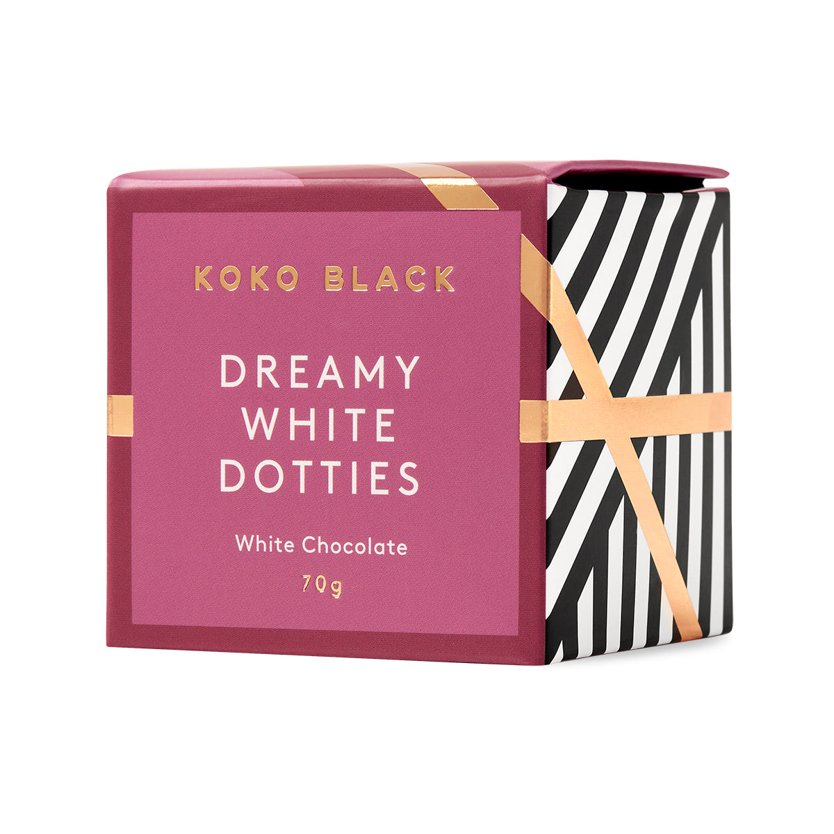 Koko Black White Chocolate Dreamy White Dotties Cube | Harris Farm Online