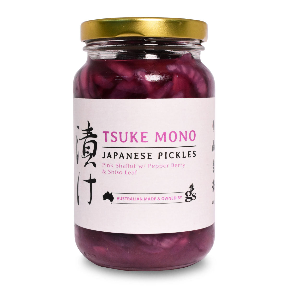 Tsuke Mono Japanese Pickles Pink Shallot with Pepper Berry and Shiso Leaf 400g | Harris Farm Online