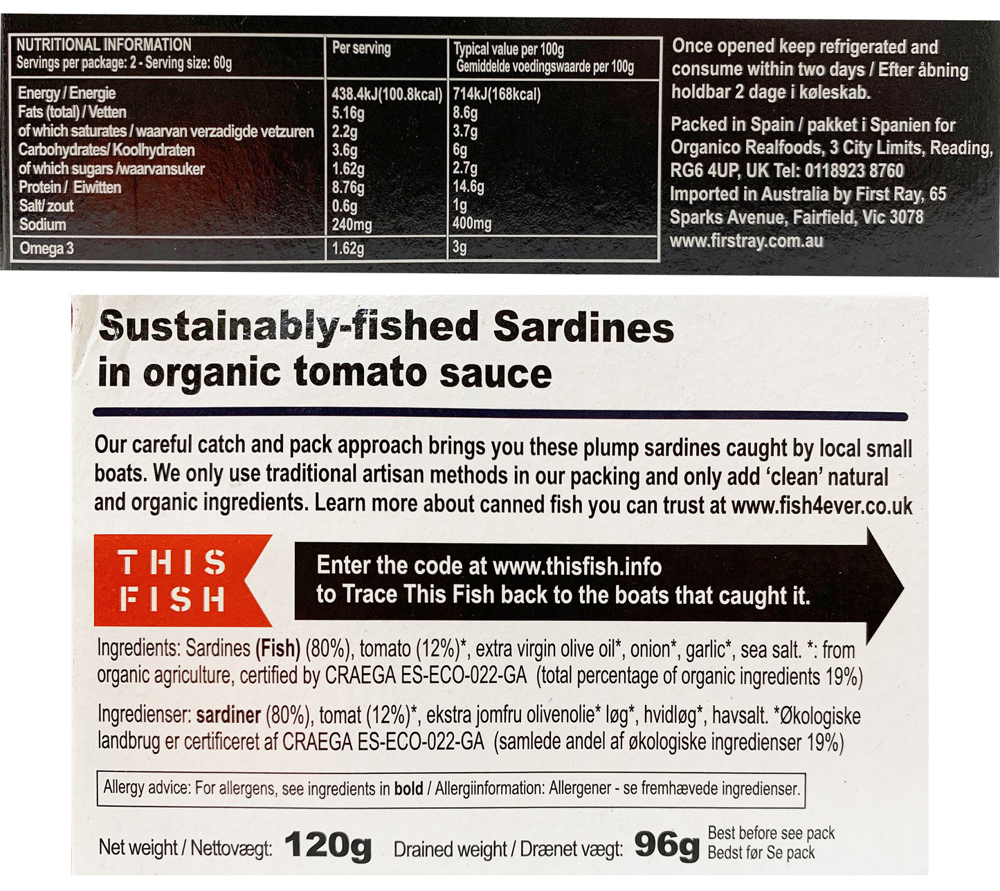 Fish4Ever Sardines In Organic Tomato Sauce 120g