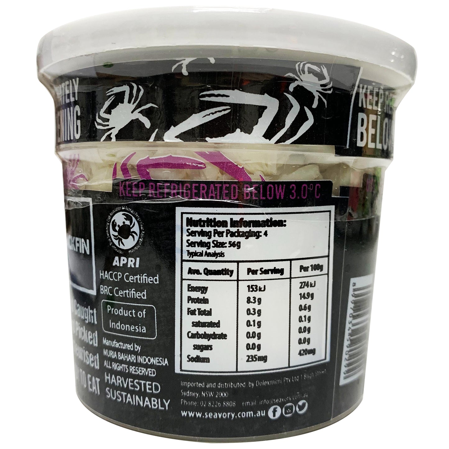 Seavory Blue Swimmer Crab Backfin Meat 227g