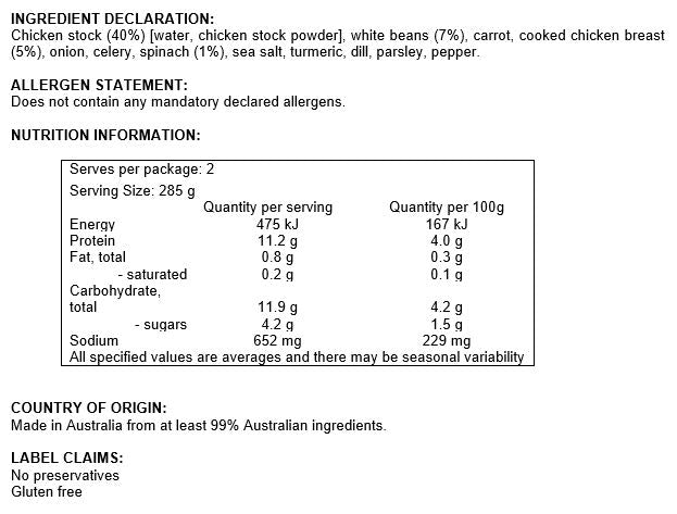 Yalla - Chickpea & White Bean Soup - with Spinach | Harris Farm Online