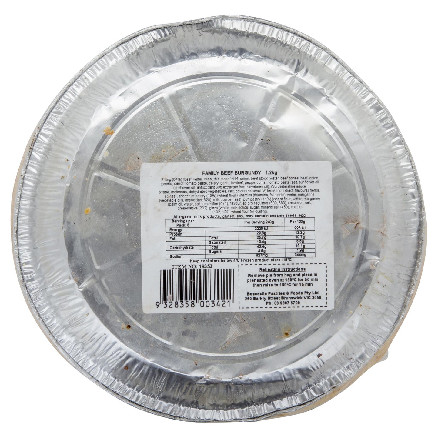 Boscastle Beef Burgundy Gourmet Family Pie 1.2kg , Frdg3-Meals - HFM, Harris Farm Markets
- 2