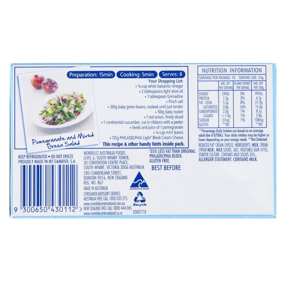 Cream Cheese Philadelphia Light Block 250g , Frdg1-Cheese - HFM, Harris Farm Markets
 - 2