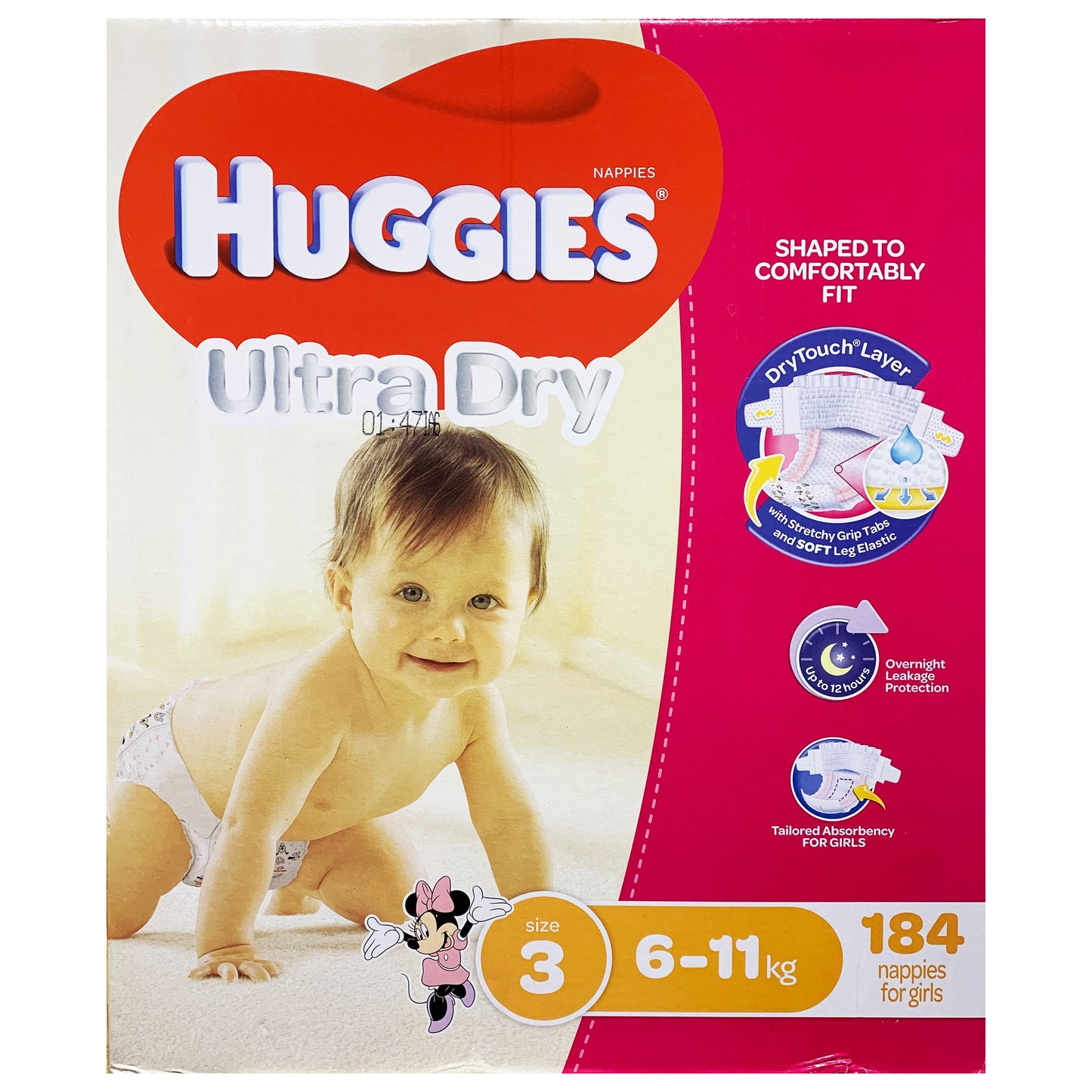 Huggies - Girls Nappies - Size 3 - Ultra Dry (6-11kg, 184 nappies)