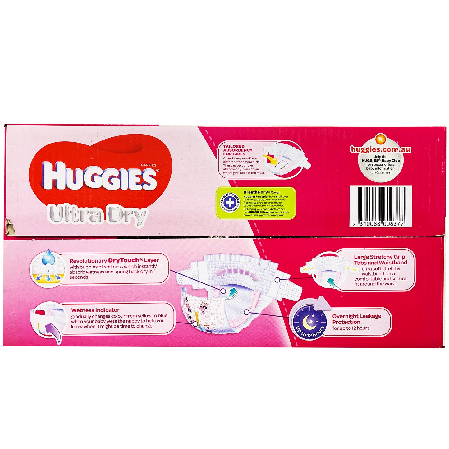 Huggies - Girls Nappies - Size 4 - Ultra Dry (10-15kg, 148 nappies)