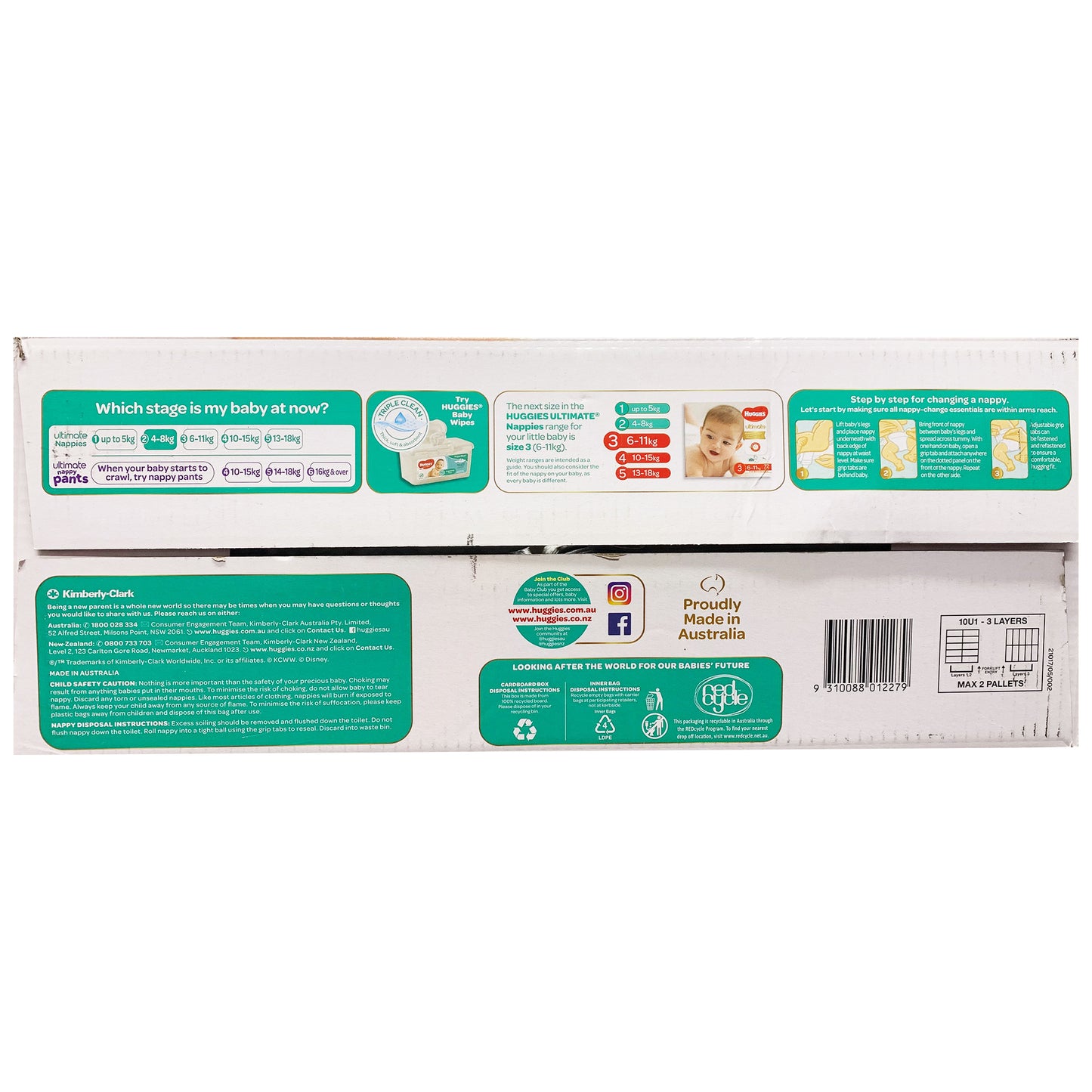 Huggies - Boys & Girls Nappies - Size 2 - Ultimate (Infant 4-8kg, 200 nappies)