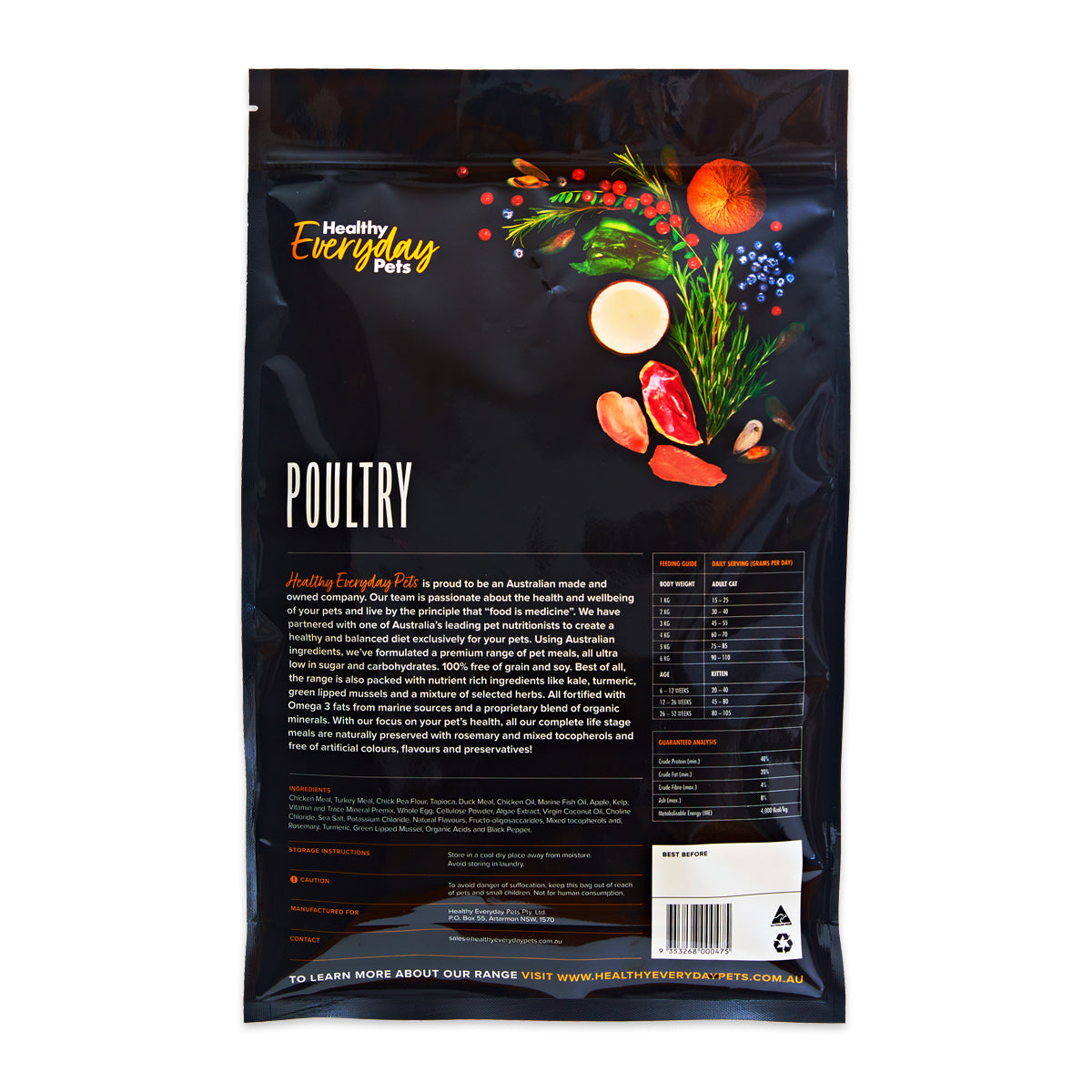 Healthy Everyday Pets Poultry Dry Cat Food 3kg | Harris Farm Online