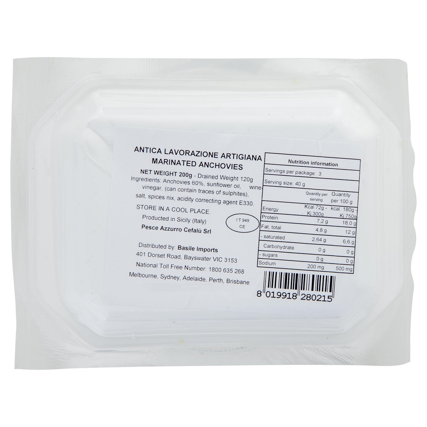 Antica Lavorazione Artigiana Marinated Anchovies 200g , Frdg3-Meals - HFM, Harris Farm Markets
- 2