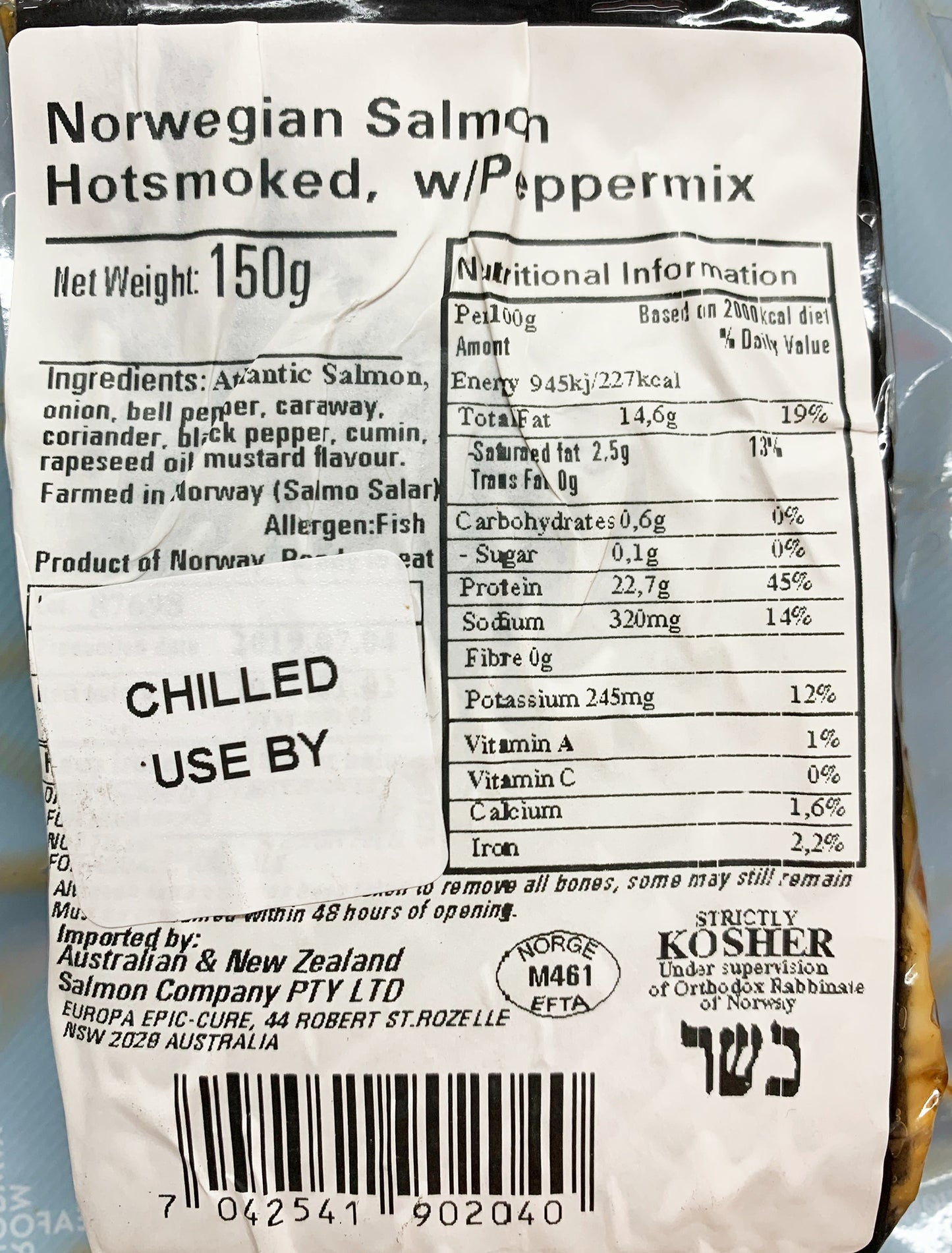 Norsk Norwegian Salmon Hotsmoked with Peppermix 150g