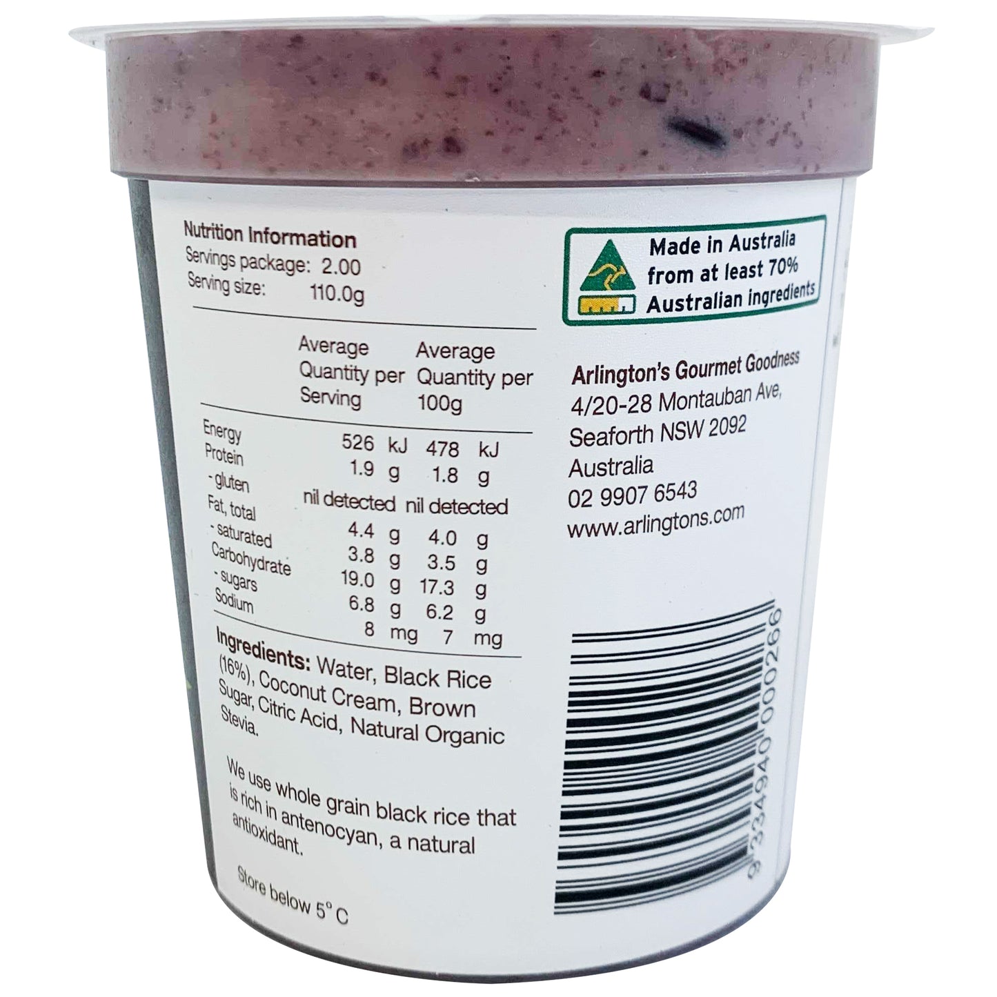 Arlingtons Black Rice Pudding | Harris Farm Online