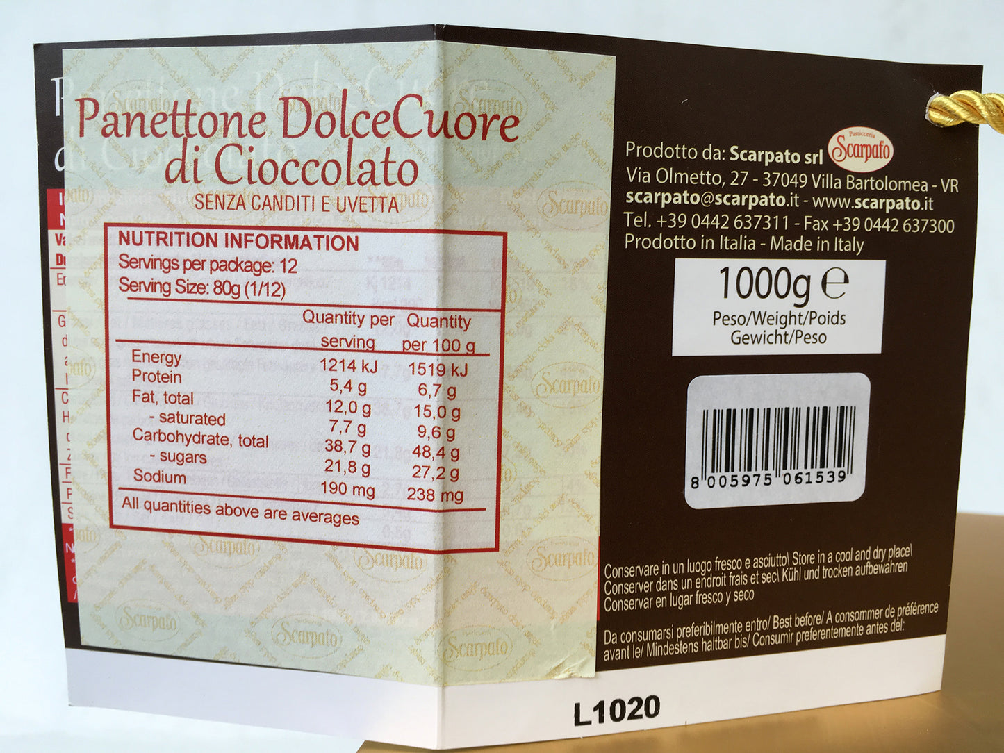 Scarpato - Panettone - DolceCuore di Cioccolato (1kg)