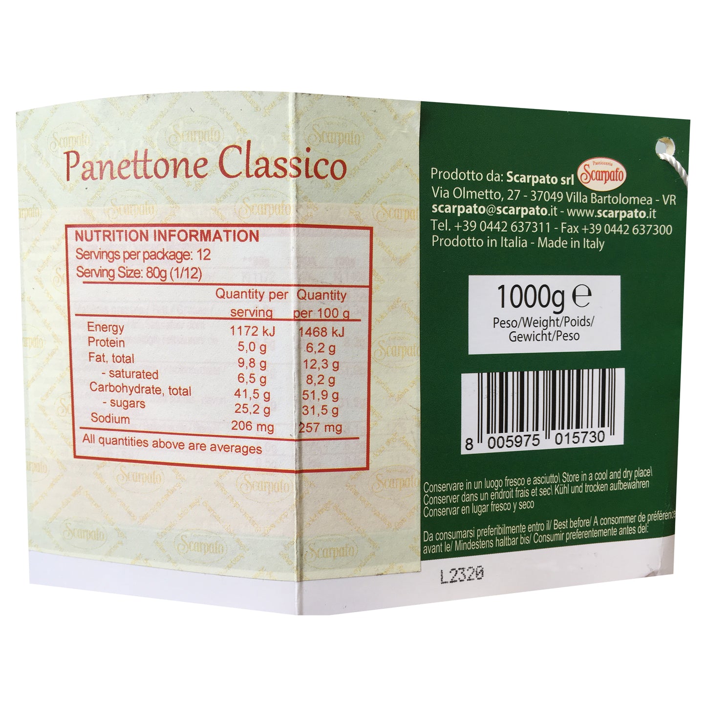 Scarpato - Panettone Classico - Antique Box With Buckle (1kg)