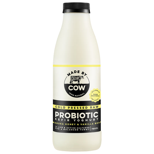 Made by Cow - Kefir Yoghurt Probiotic - Manuka Honey and Vanilla Bean (750mL)
