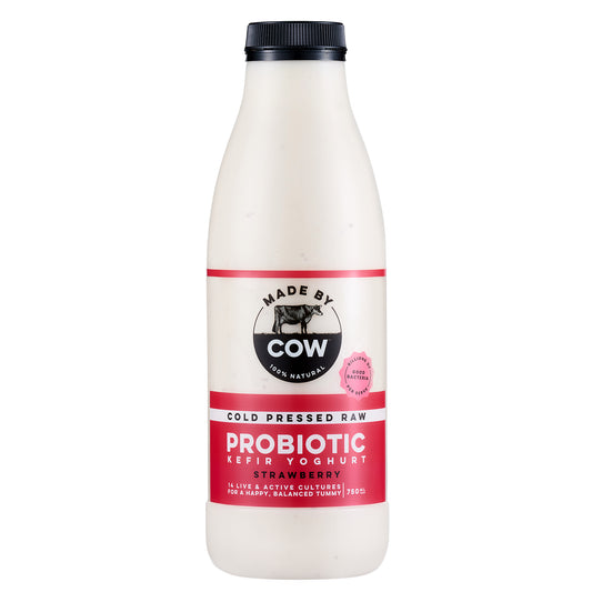 Made by Cow - Cold Pressed Raw Probiotic Yoghurt - Strawberry (750mL)