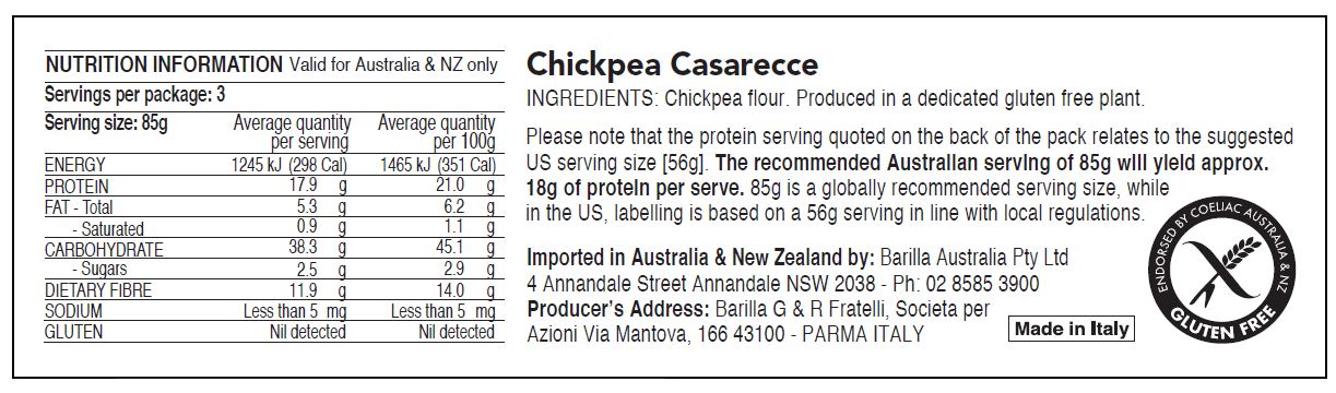 Barilla - Pasta - Chickpea Casarecce | Harris Farm Online